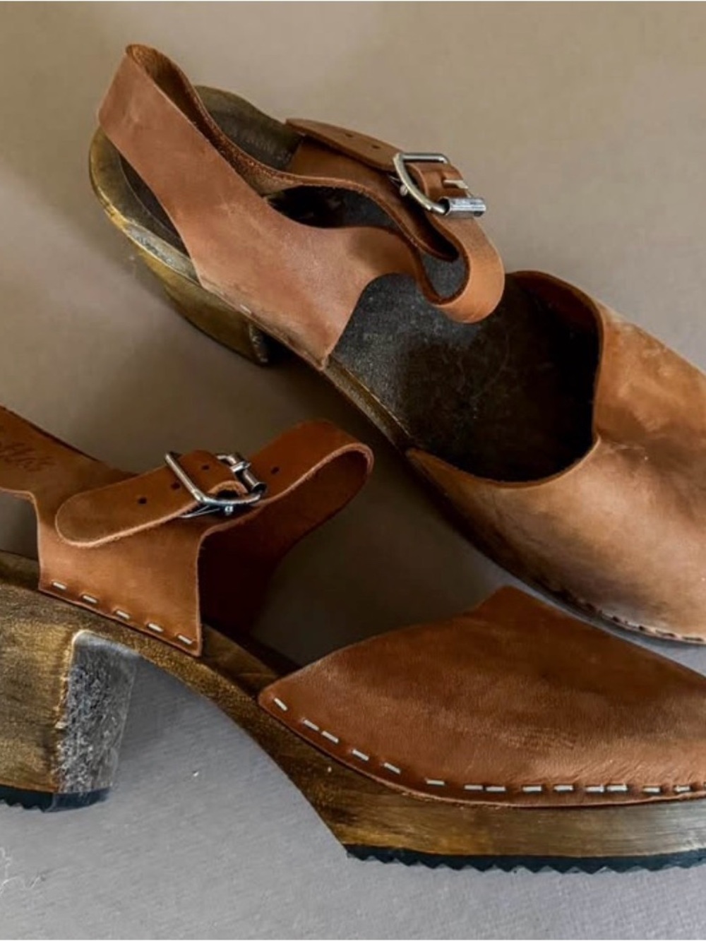Lotta From Stockholm Brown Leather Slingback Clogs